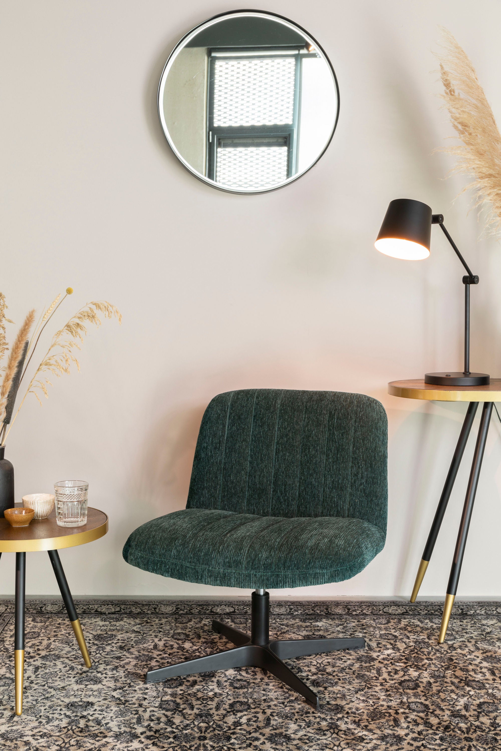 Raj Black Round Wall Mirror Medium